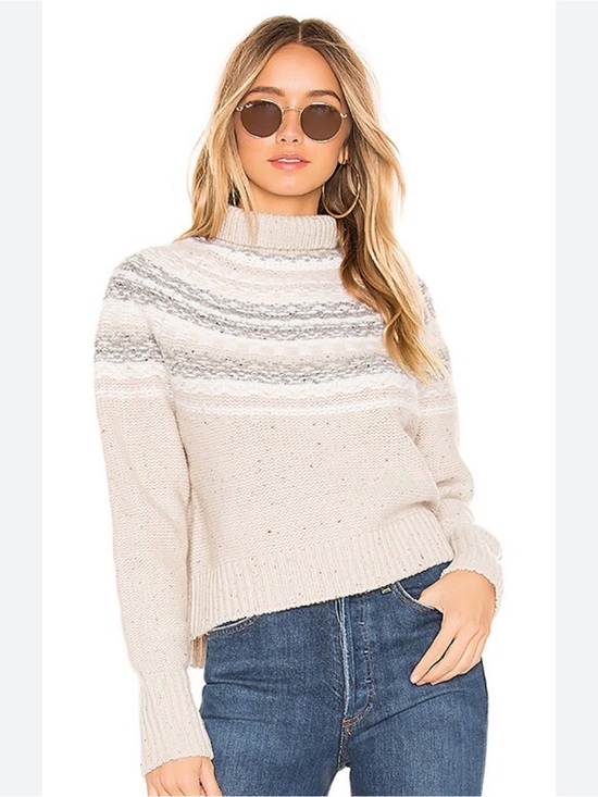 H&M Sweaters - H&M Cream and Gray Striped Turtleneck Sweater